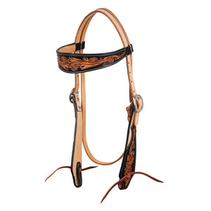 Pool's western bridle dark floral tooling