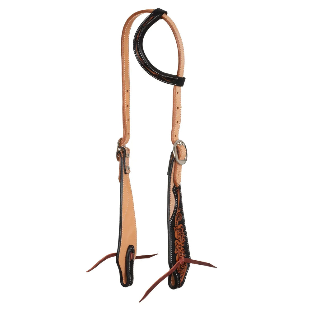 Pool's western one ear bridle dark floral tooling