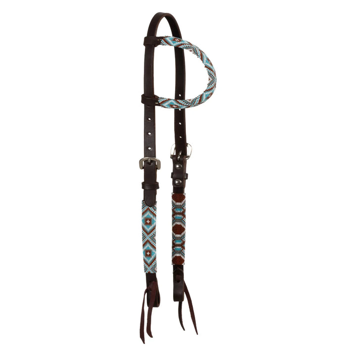 Pool's diamonds beaded oiled western one ear bridle