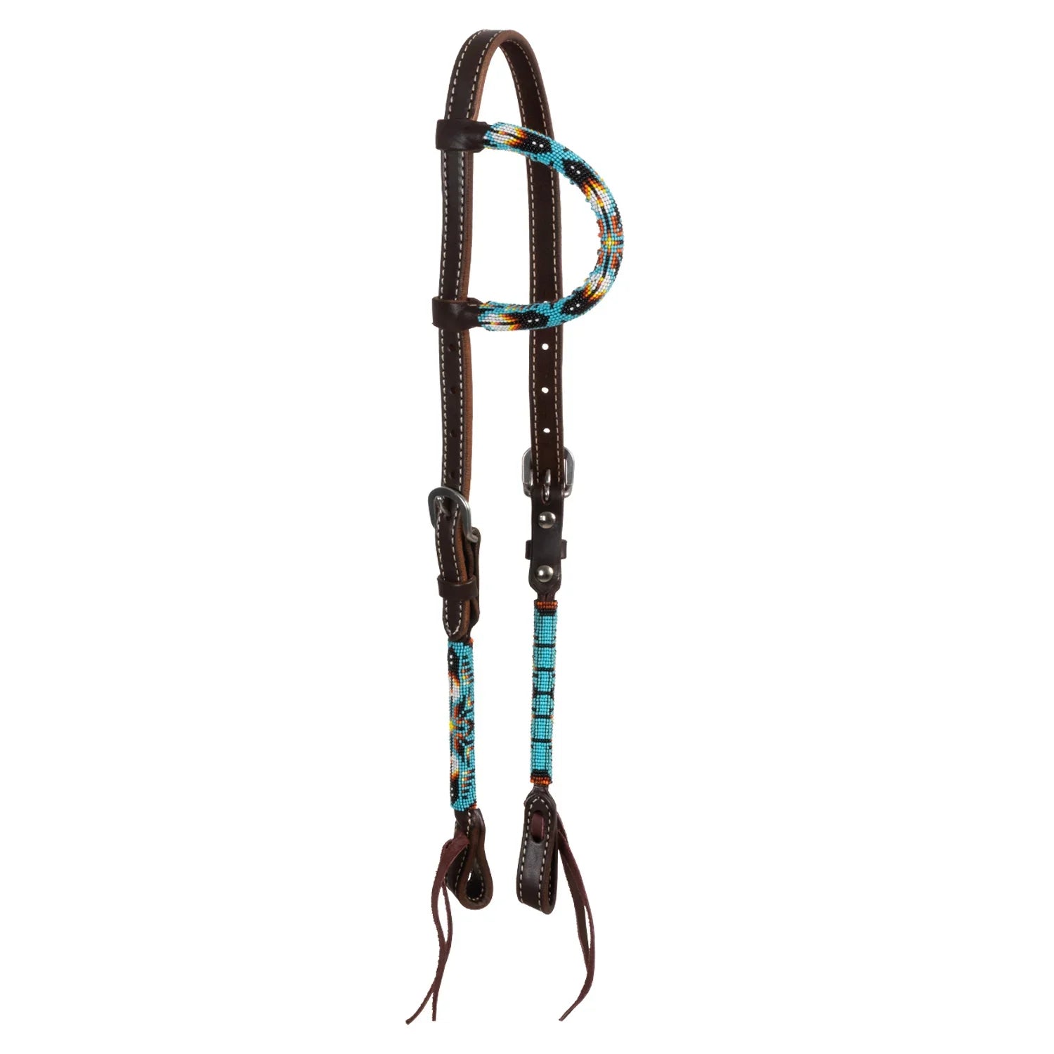 Pool's navanjo sky beaded oiled western one ear bridle