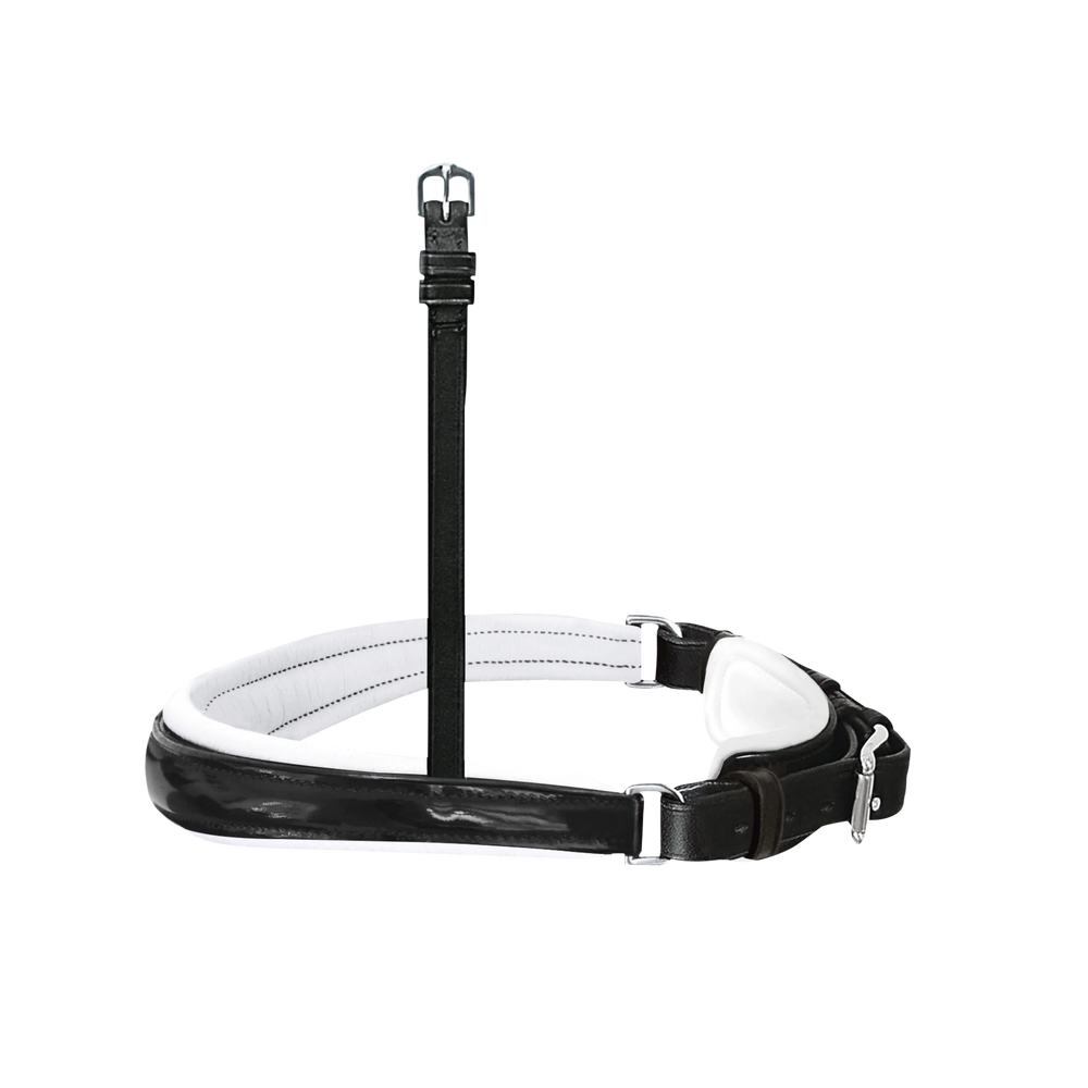 Passier exchangeable anatomically formed caveson with patent leather trim and white lining