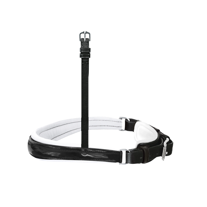 Passier exchangeable anatomically formed caveson with patent leather trim and white lining