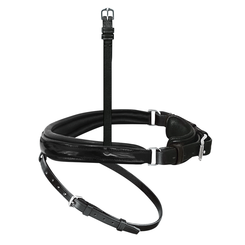 Passier anatomically formed caveson special with patent leather trim and flash strap