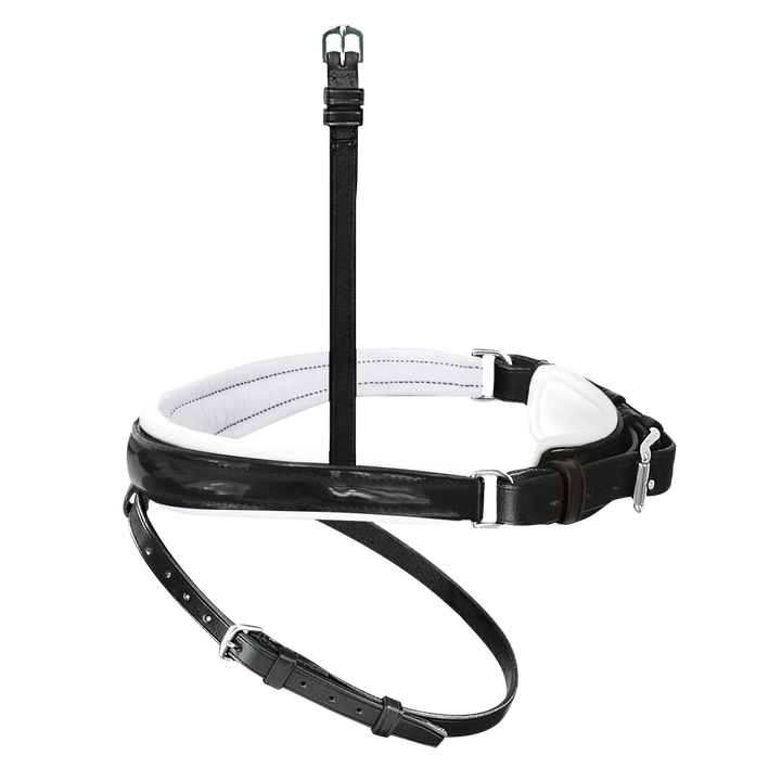 Passier anatomically formed caveson special with patent leather trim, white lining and flash strap