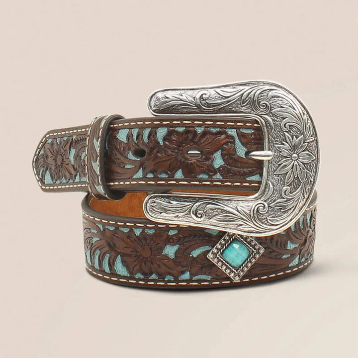 Ariat fancy tooled overlay belt for kids