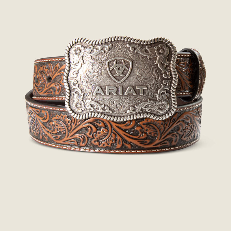 Ariat leather cow buckle belt for men
