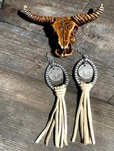 Fleurdesignz leather fringe earrings