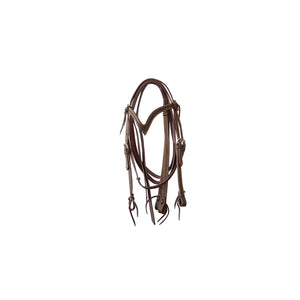 Lakota western bridle V browband with basket or flower tooling BR00089