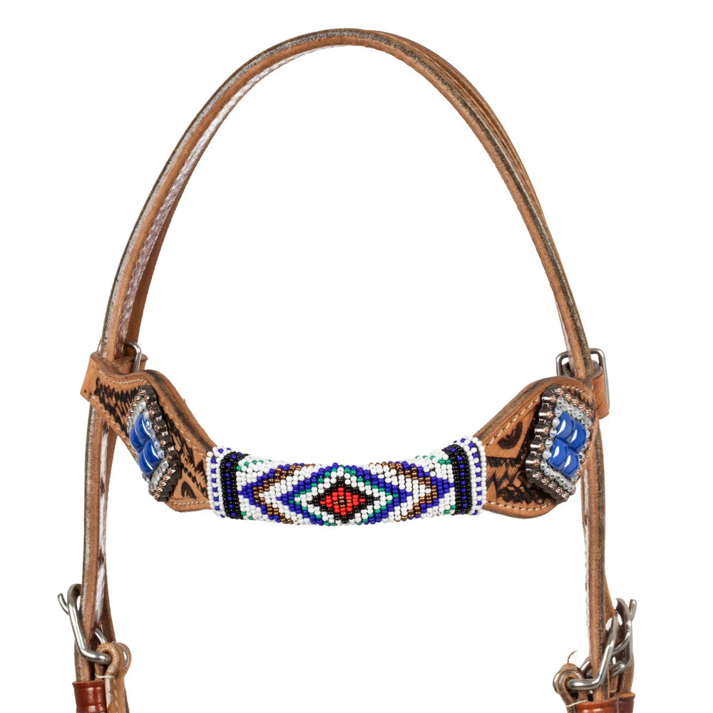 Pool's headstall with blue diamond decorations