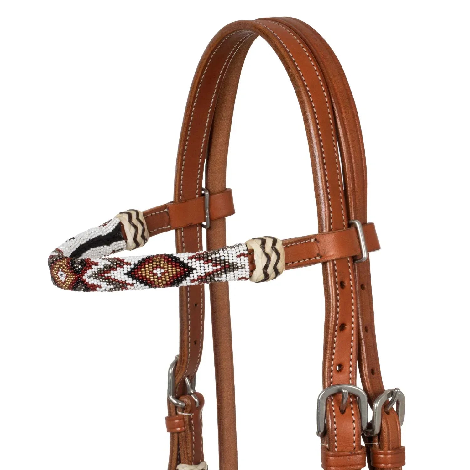 Pool's bridle with beaded southwest decorations and cotton mecate reins