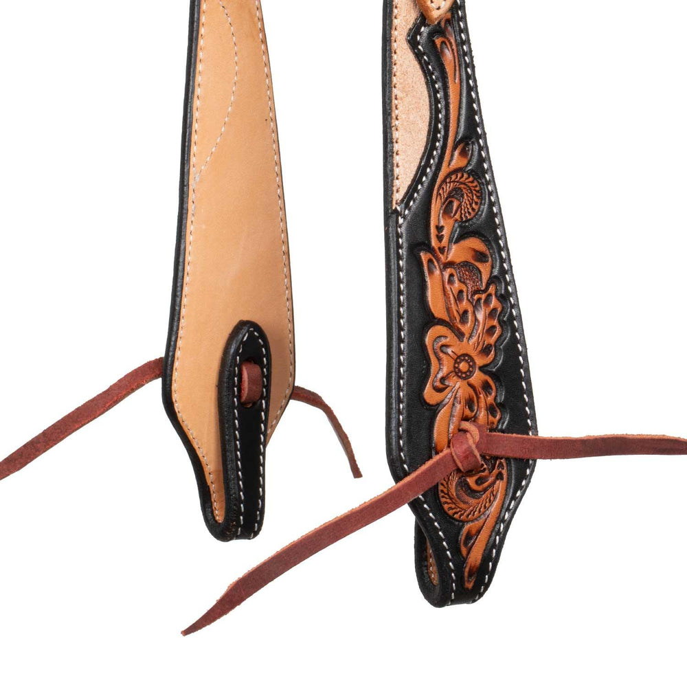 Pool's western one ear bridle dark floral tooling