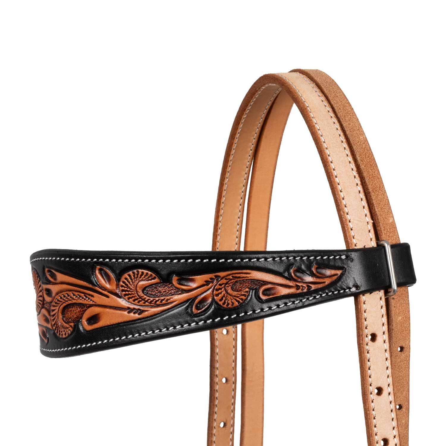 Pool's western bridle dark floral tooling