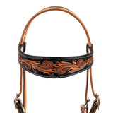 Pool's western bridle dark floral tooling