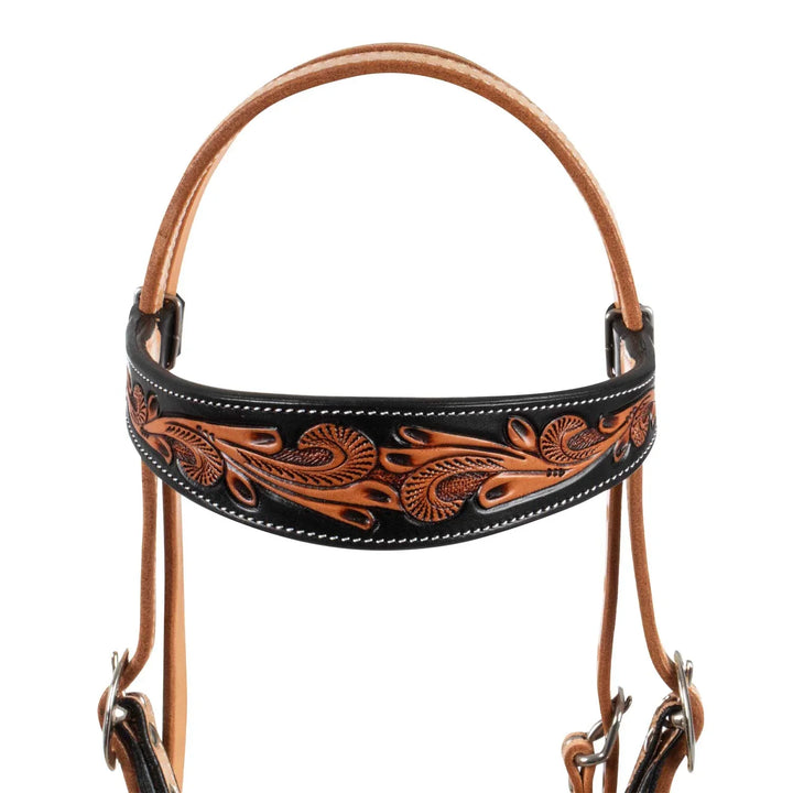 Pool's western bridle dark floral tooling