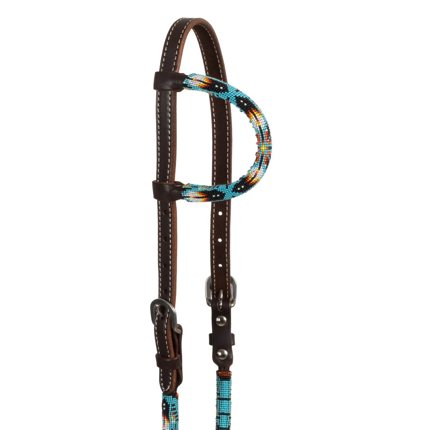 Pool's navanjo sky beaded oiled western one ear bridle