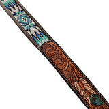 Pool's unisex western beaded belt with feather engraving
