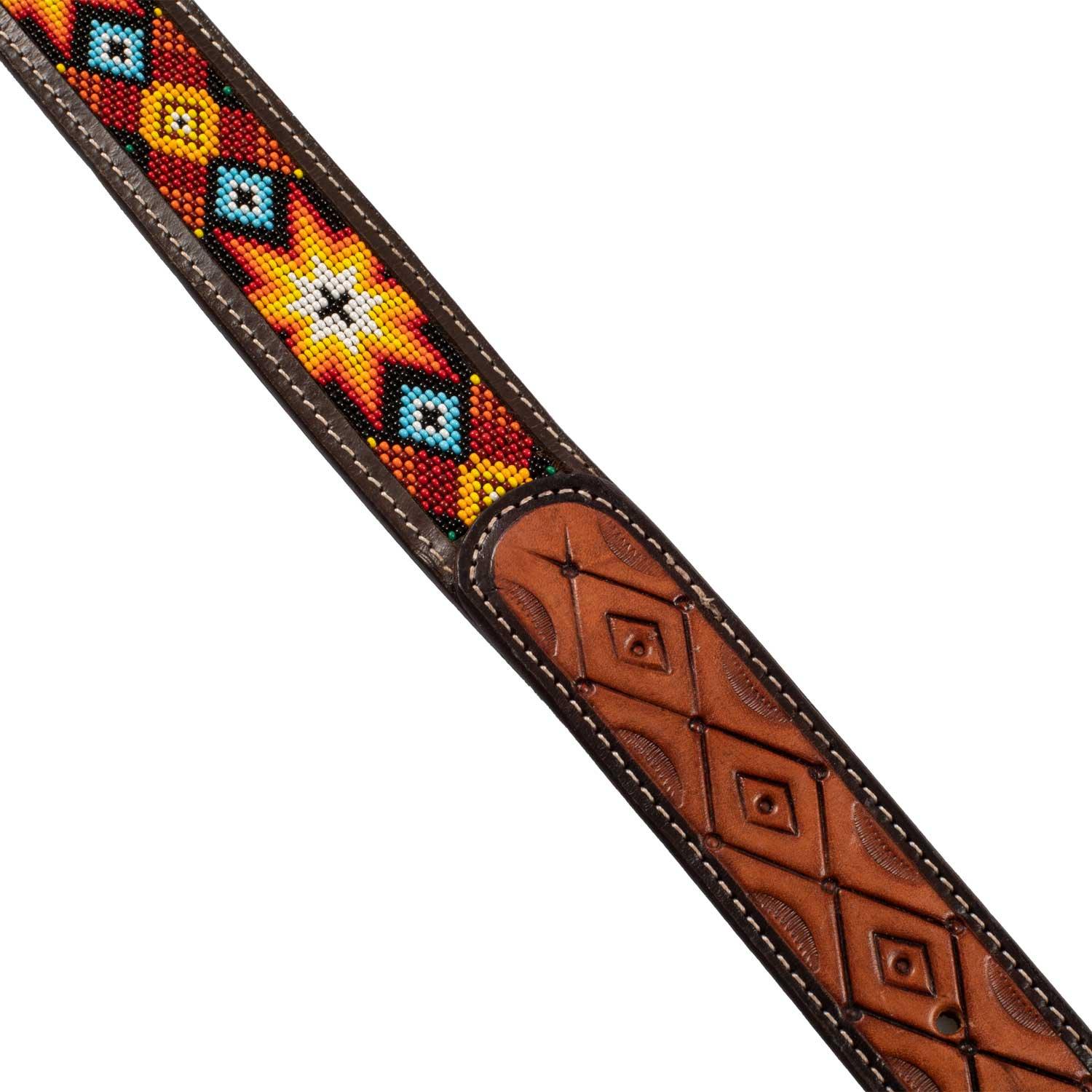 Pool's unisex western beaded belt and brass buckle