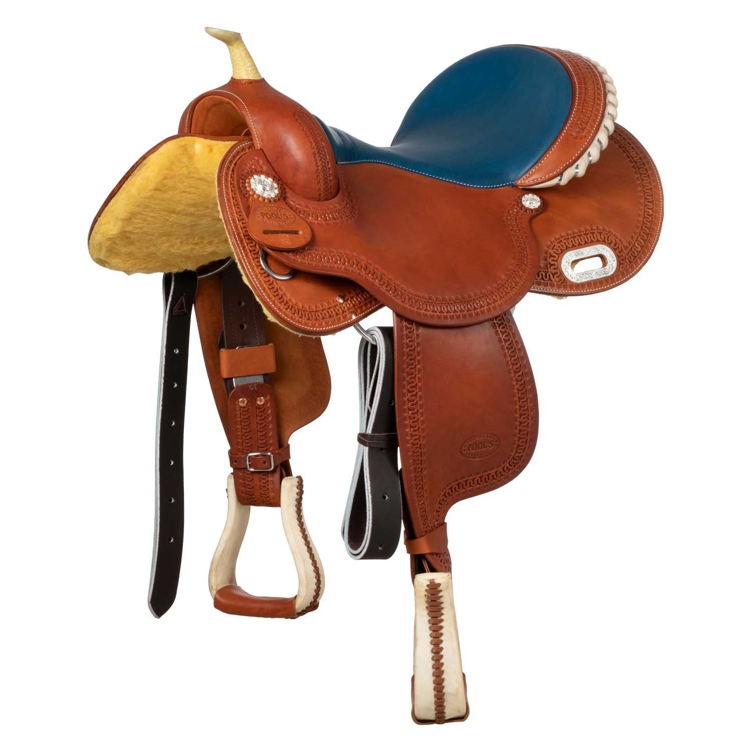 Pool's colored seat blue 5020 barrel saddle SE 0075B