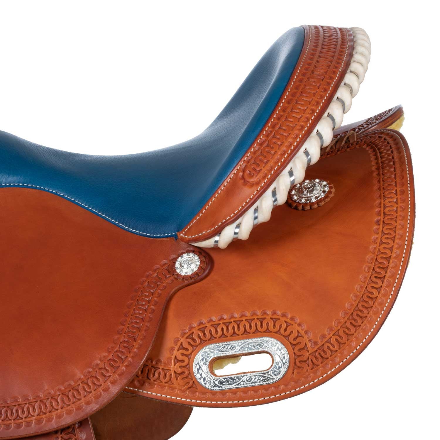 Pool's colored seat blue 5020 barrel saddle SE 0075B