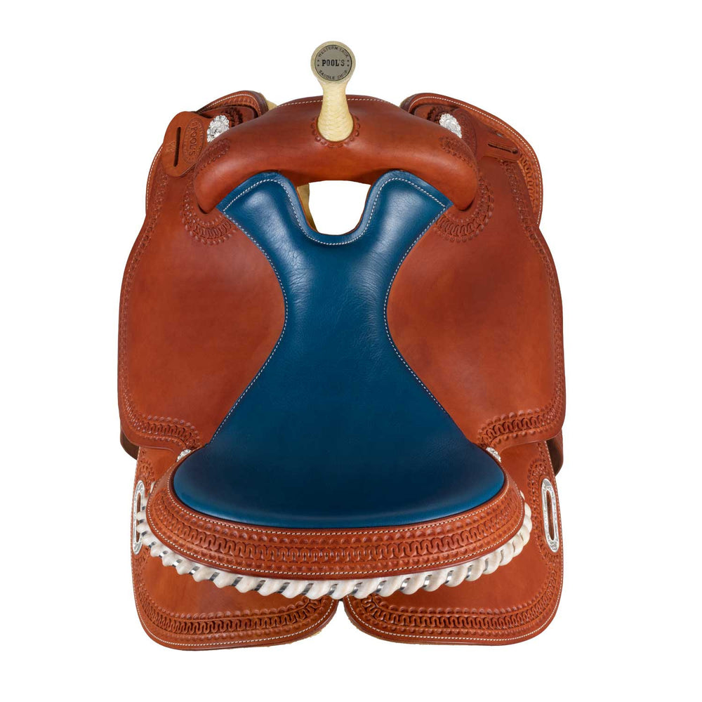 Pool's colored seat blue 5020 barrel saddle SE 0075B