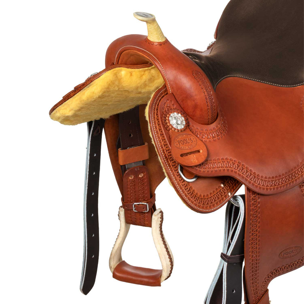 Pool's colored seat rawhide 5020 barrel saddle SE 0075