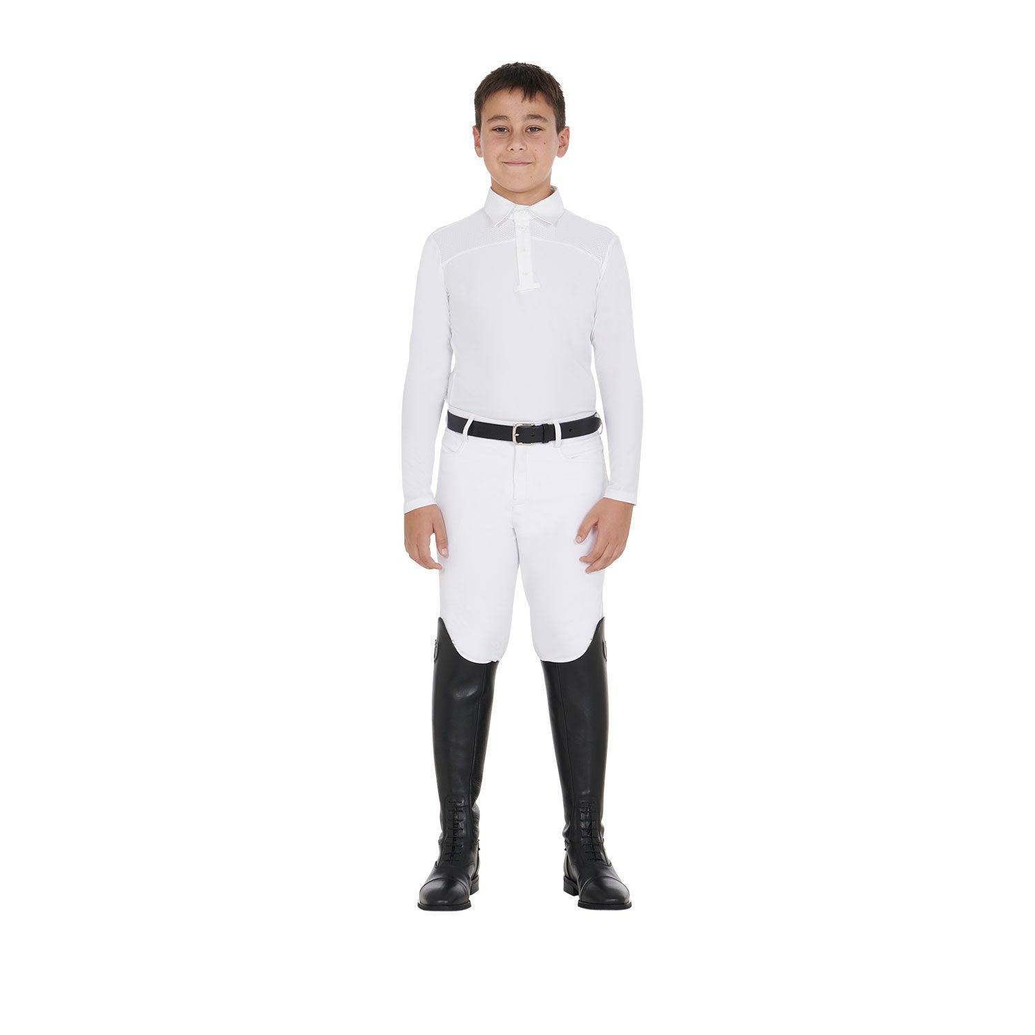 Equestro boys slim fit competition polo shirt with four buttons - HorseworldEU