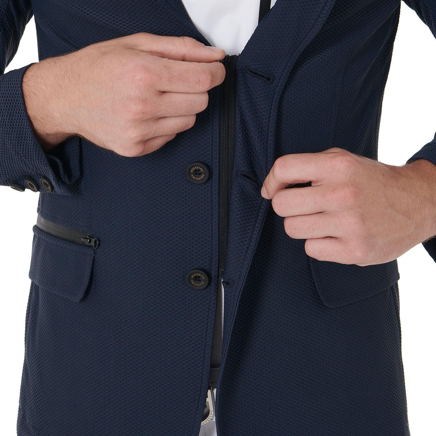 Equestro men's competition jacket three buttons perforated fabric - HorseworldEU